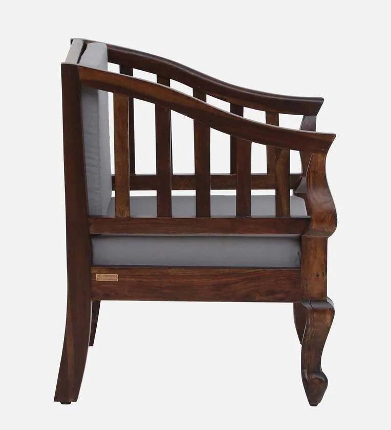 Sheesham Wood 1 Seater Sofa In Scratch Resistant Provincial Teak Finish - Ouch Cart 