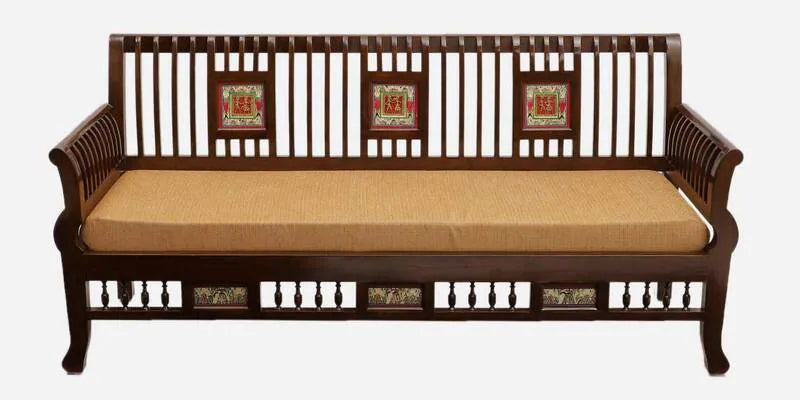 Solid Wood 3 Seater Sofa in Walnut Colour