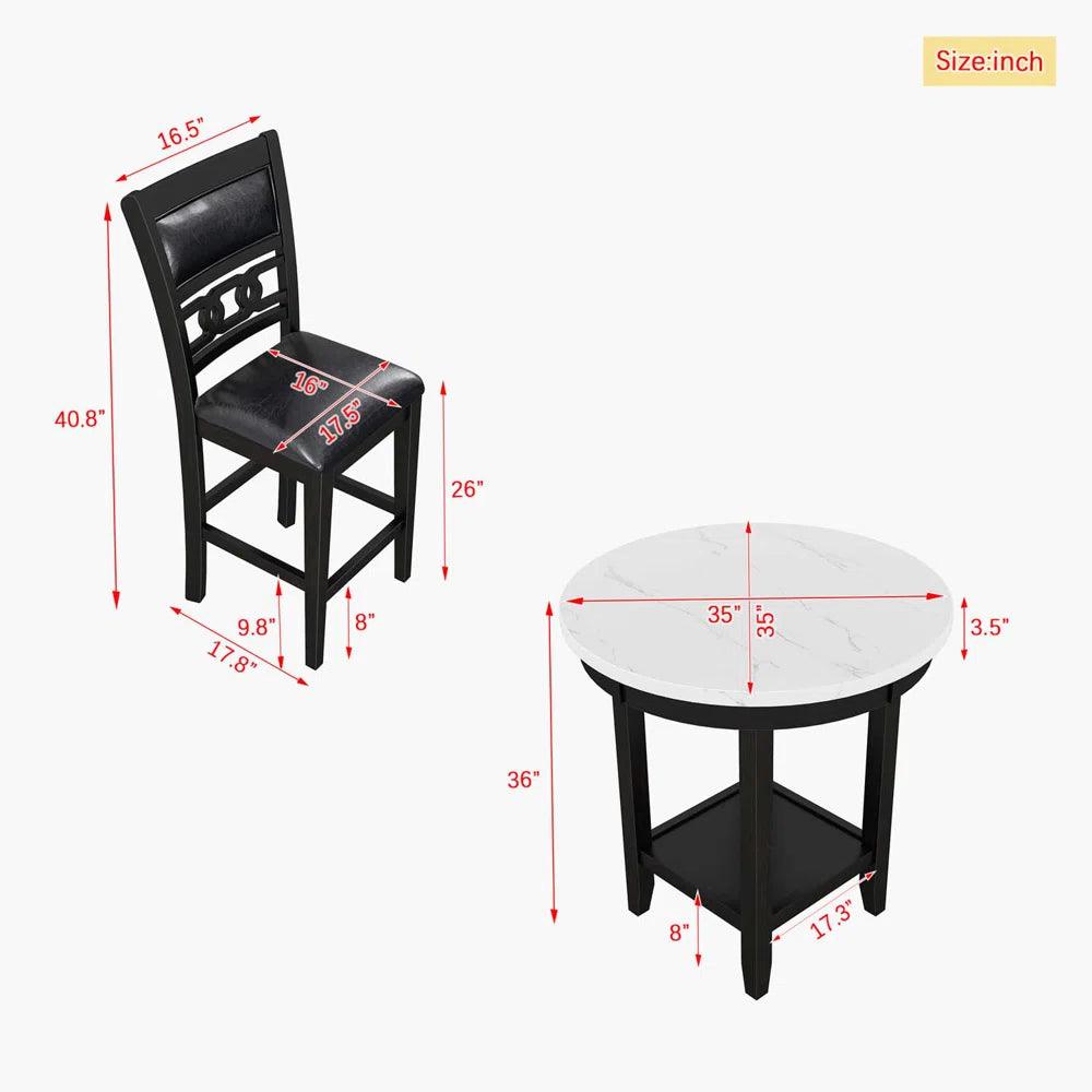 5 - Piece Faux Marble Top Dining Set - Ouch Cart 