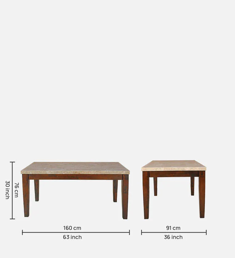 Solid Wood 6 Seater Dinning Table In Milan Walnut Finish