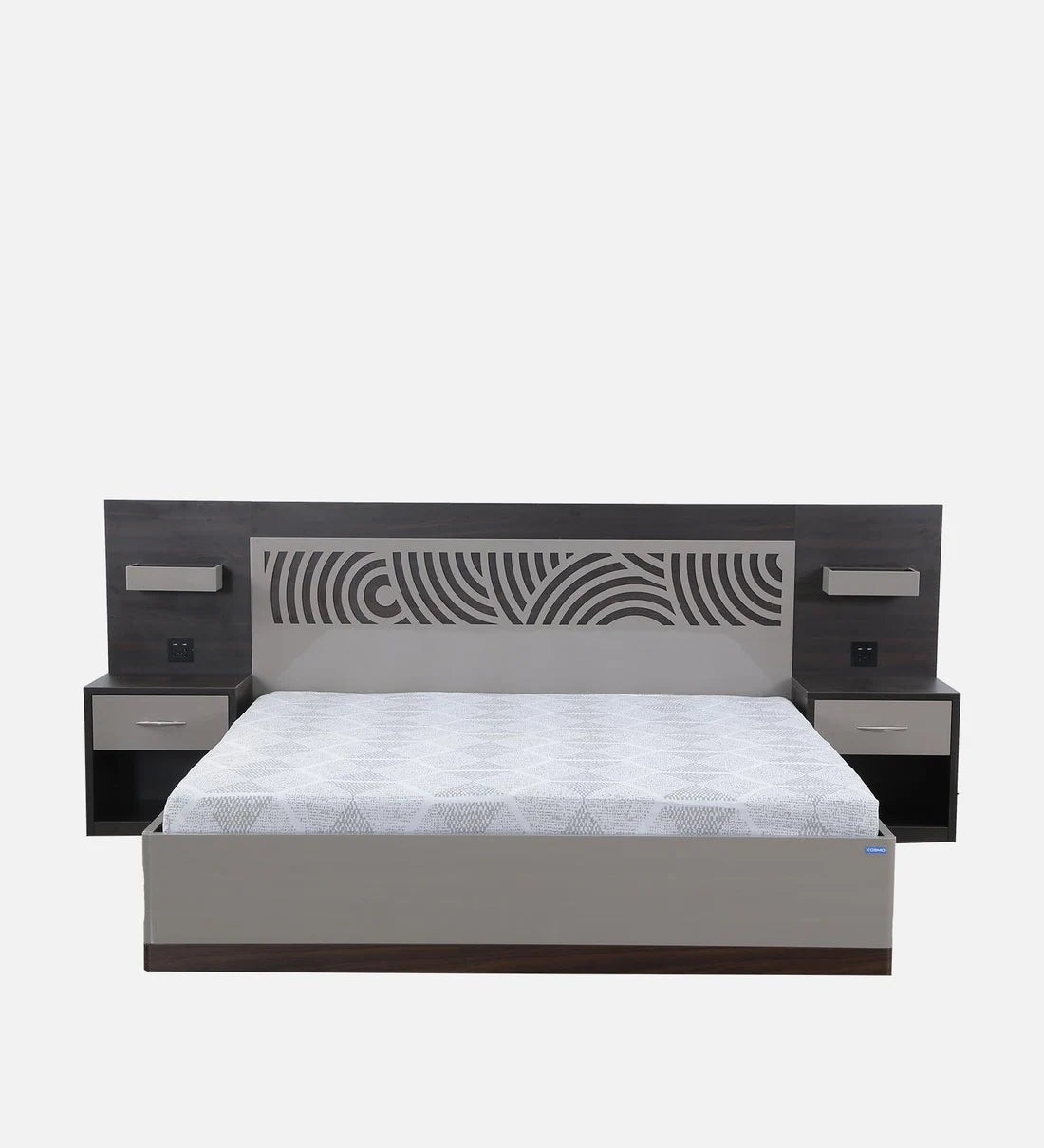 Ripple King Size Bed in High Gloss Grey Finish with Hydraulic Storage
