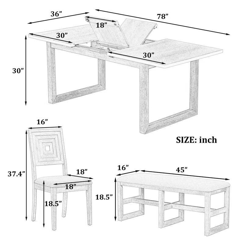 6 - Piece Extendable Enclosed Dining Set - Ouch Cart 