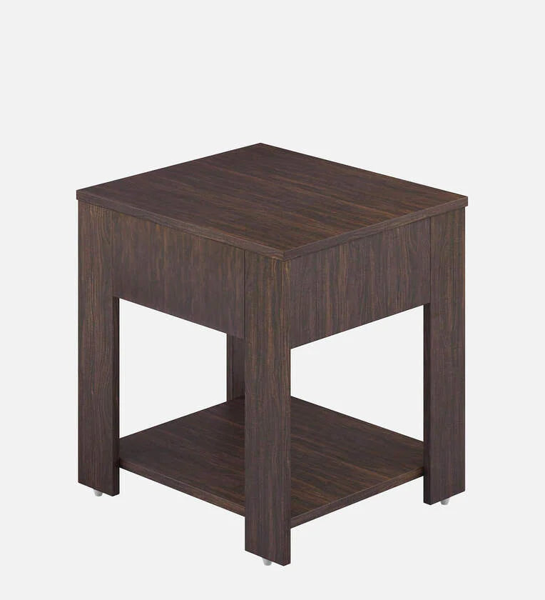 Bed Side Table with Drawer in Choco Walnut Finish
