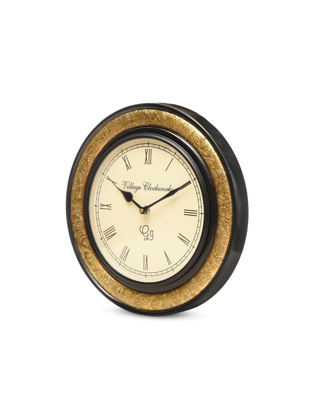 Round Embossed Brass 12 Inches Wall Clock