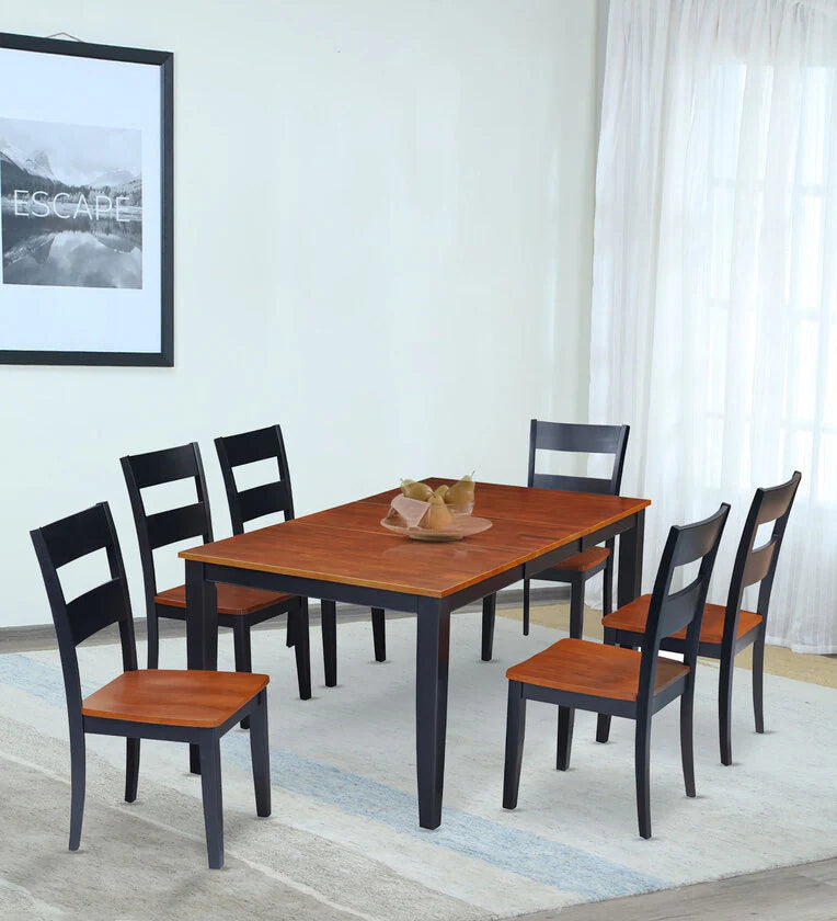 6 Seater Extendable Dining Set in Cherry & Walnut Finish