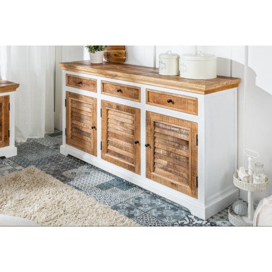Whitewave Solid Wood Sideboard with Three Drawer and Door Storage Unit 160x90x40 CM (Sideboard)