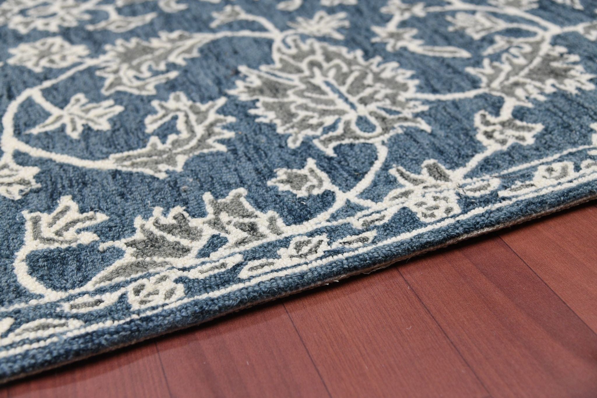 Navy Wool Romania 4x6 Feet  Hand-Tufted Carpet - Rug