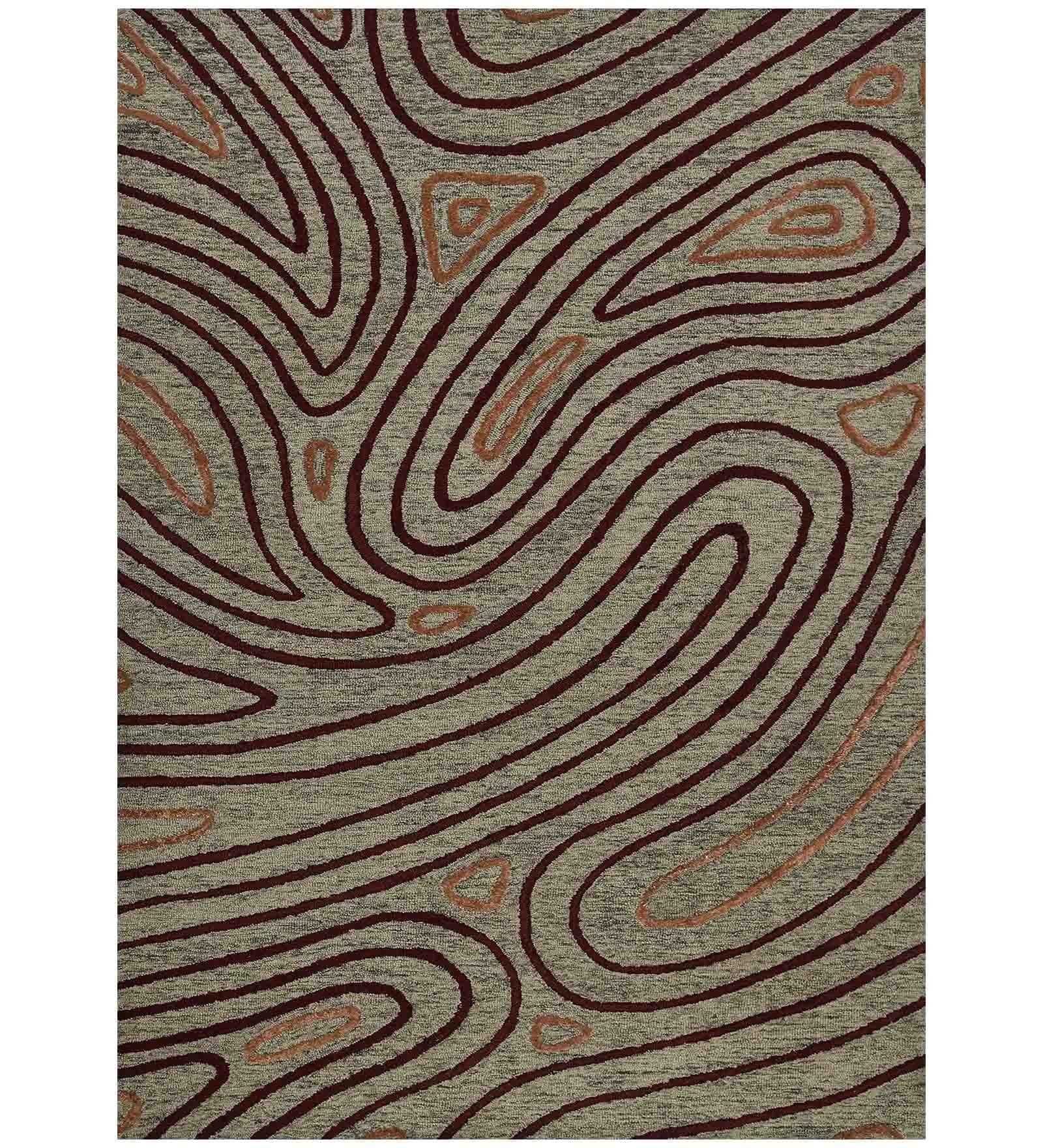 KHAKI Wool & Viscose Canyan 8x10 Feet  Hand-Tufted Carpet - Rug