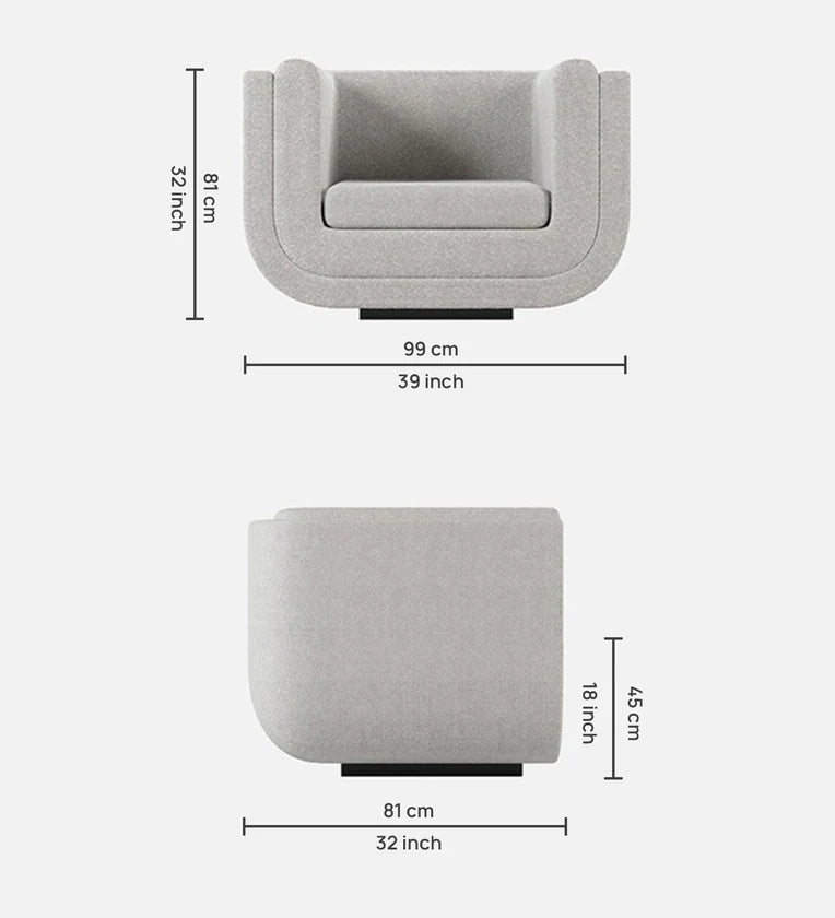 Fabric 1 Seater Sofa in White Colour