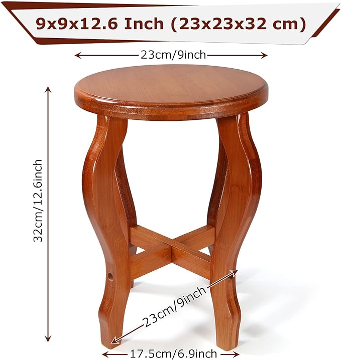 Small Wood Stool Round Wooden Foot Stool Wooden Step Stool for Kids Adults Bathroom Shoe Changing Bedside
