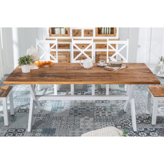 Whitewave Solid Wood Six Seater Dining Set with Bench | Full Size Dining Set | Rustic Dining Set (Dining Set 6 Seater)