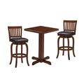 Solid Wood 3 Piece Pub Dining Set with Square Bar Table and Swivel Stools – Walnut Finish