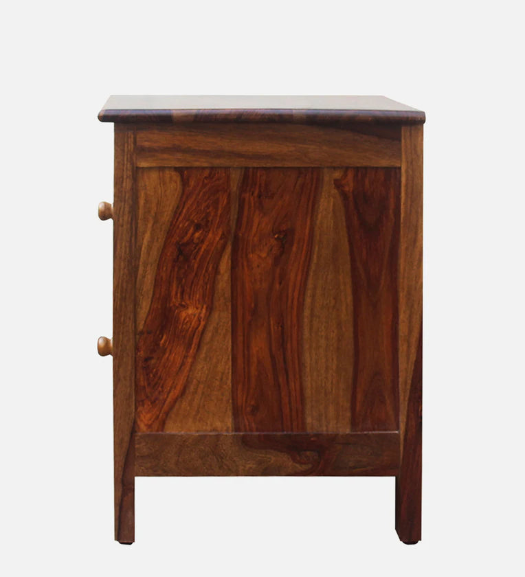 Sheesham Wood Bedside Table in Teak Finish with Drawers