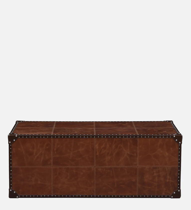 Leather Coffee Table In Vintage Brown Colour