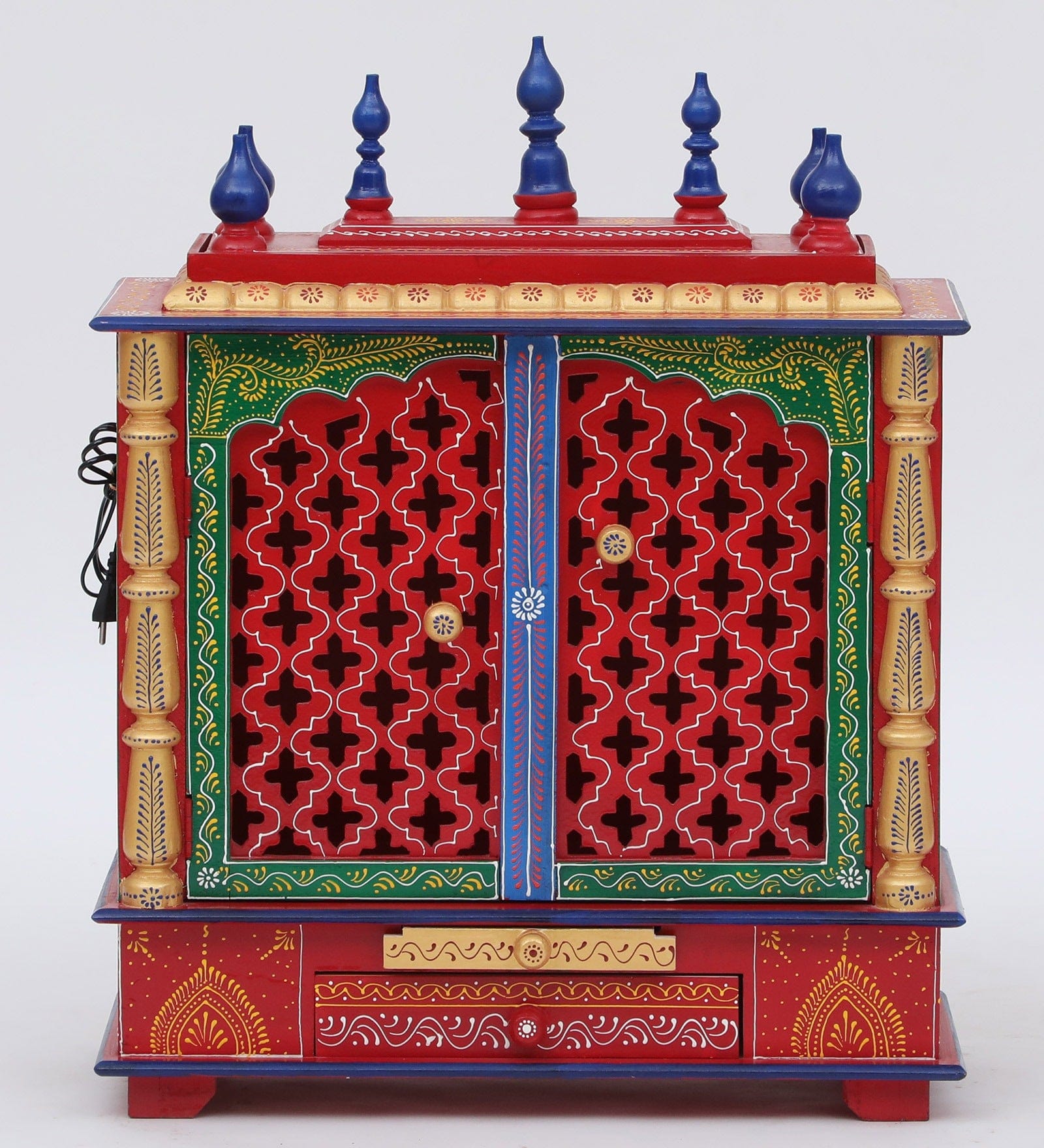 Multicolor Sheesham Wood & MDF Pooja Mandir With Door,