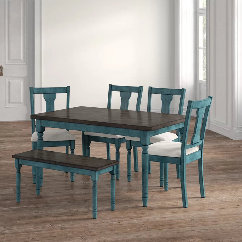Toned Wood and Upholstered Dining Set