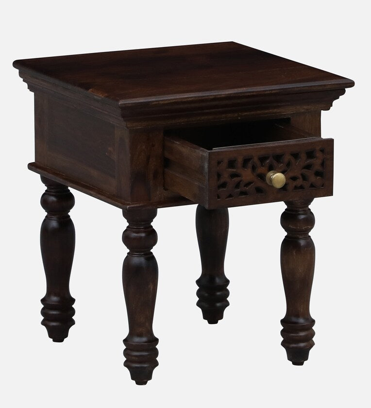 Sheesham Wood Bedside Table In Provincial Teak With Drawer