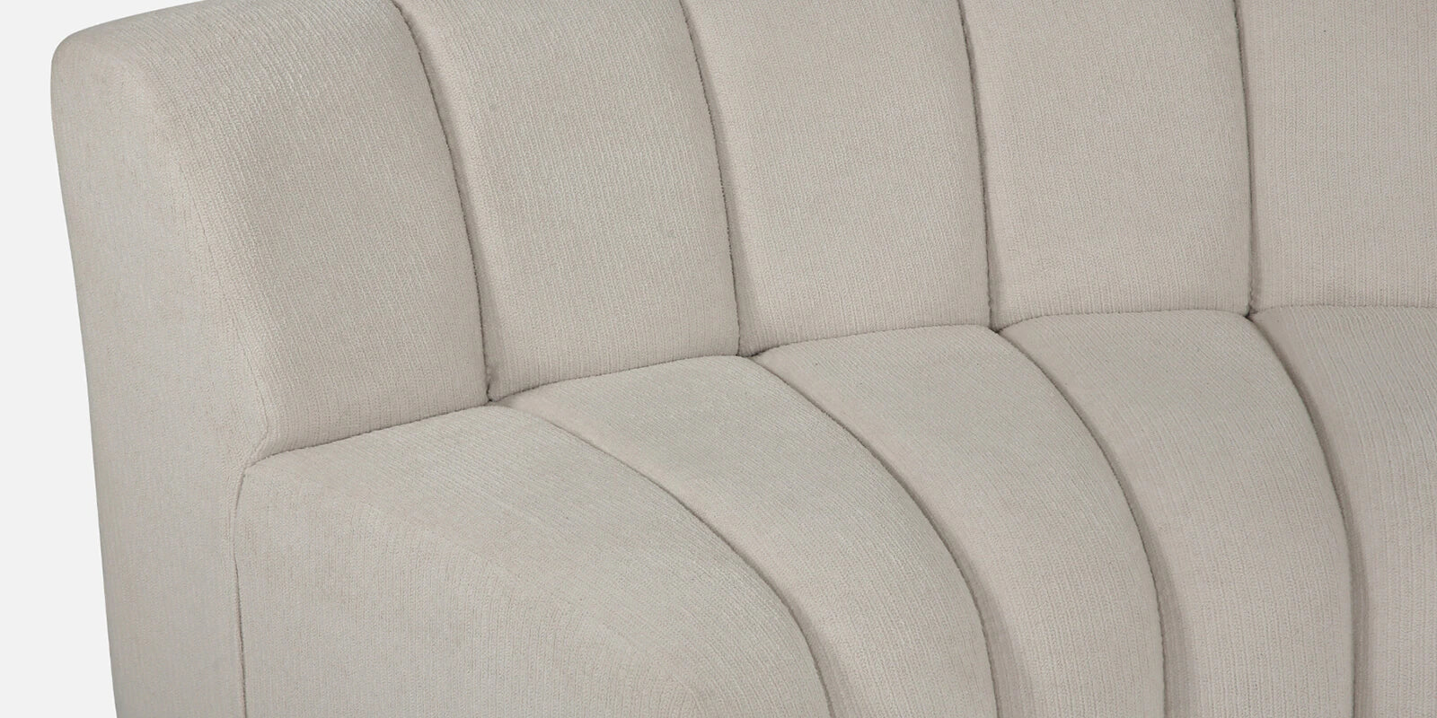 Boucle Fabric 3 Seater Curve Shaped Sofa in Off White Colour