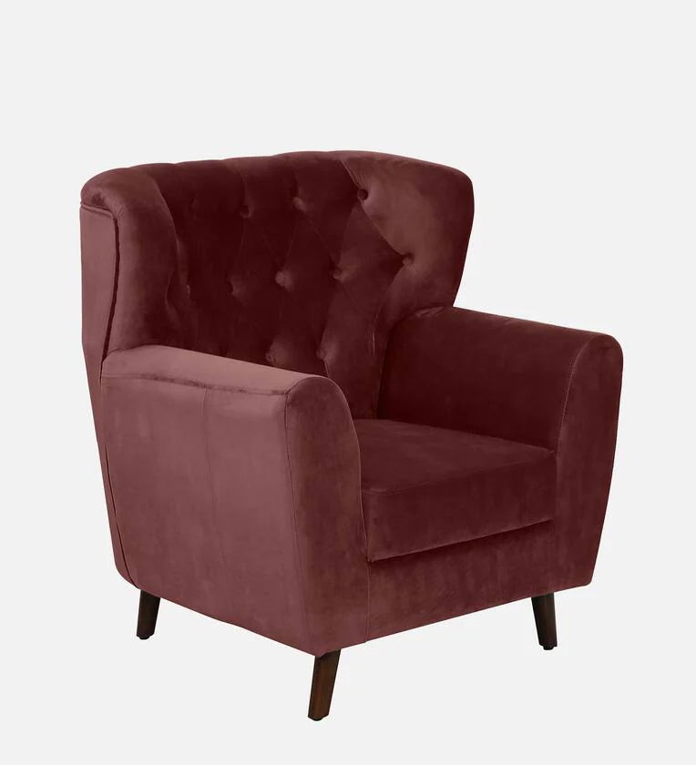 Velvet 1 Seater Sofa In Wine Red Colour