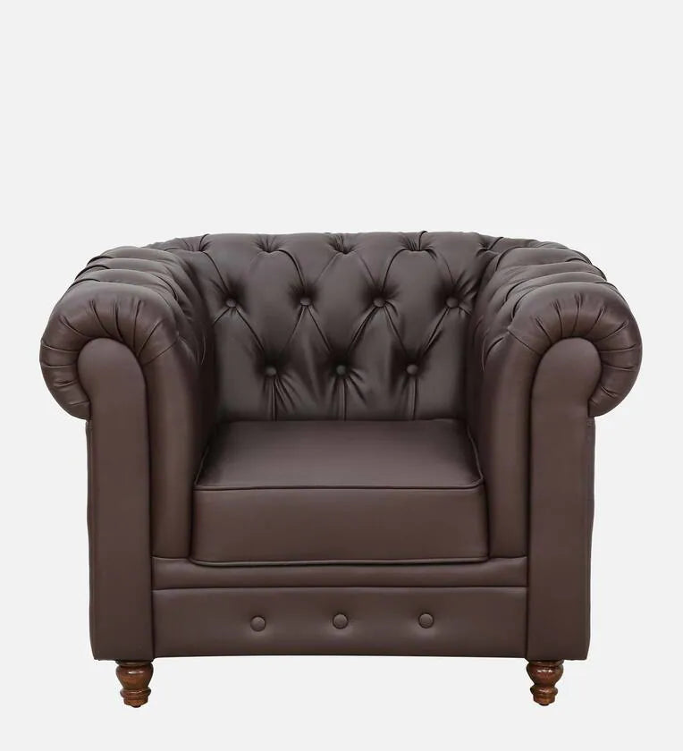 Leatherette 1 Seater Sofa In Dark Brown Colour