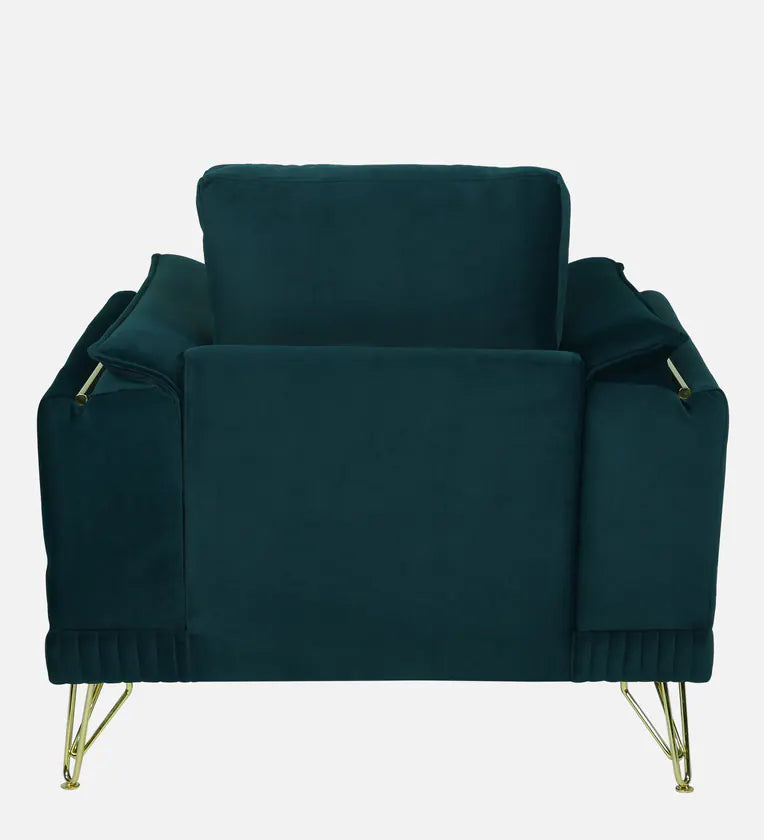 Velvet 1 Seater Sofa in Teal Blue Colour