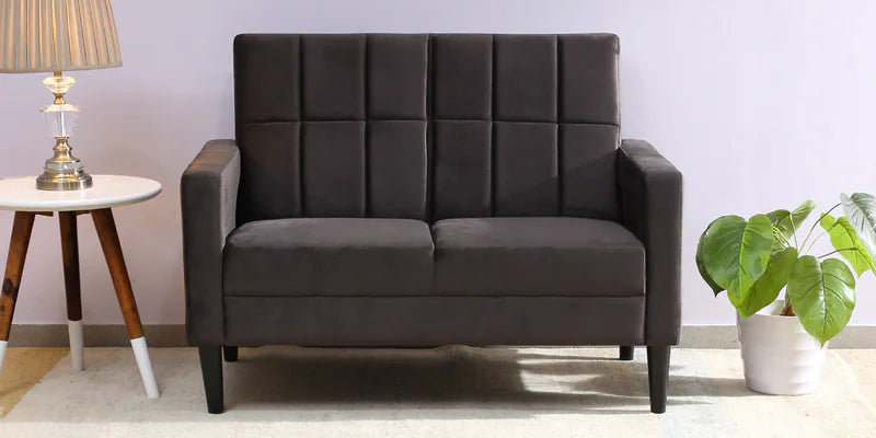 Fabric 2 Seater Sofa In Charcoal Grey Colour