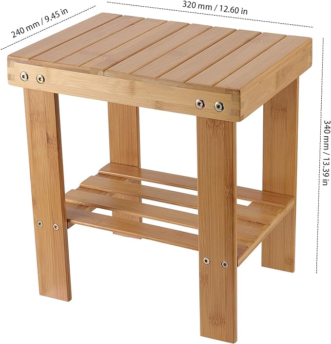 Bamboo Foot Stool, Bamboo Small Seat Stool for Garden, Living Room, Kitchen, Bathroom, Bedroom