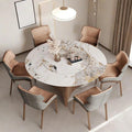 7 Piece Stone Top Trestle Dining Set