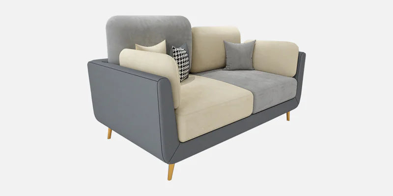 Velvet 2 Seater Sofa in Grey & Beige Colour