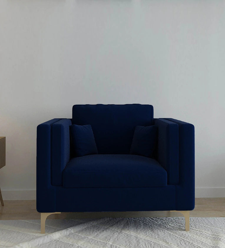 Velvet 1 Seater Sofa in Midnight Blue Colour