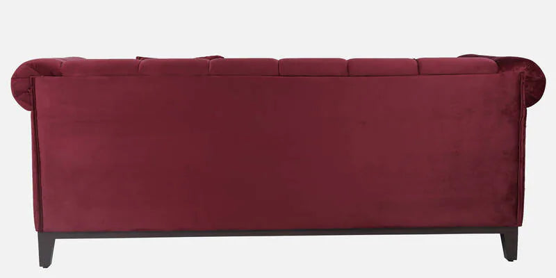 Velvet 3 Seater Sofa In Berry Red Colour