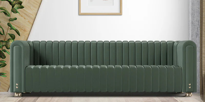 Leatherette 3 Seater Sofa in Sage Green Colour