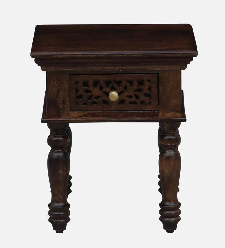 Sheesham Wood Bedside Table In Provincial Teak With Drawer