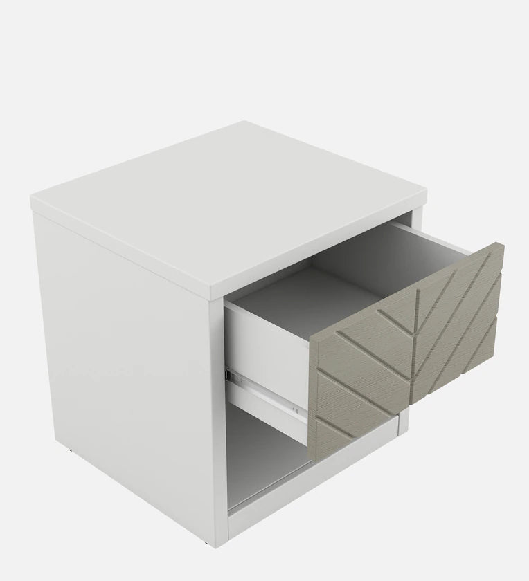 Alaska Bedside Table in High Gloss White Finish With Drawer