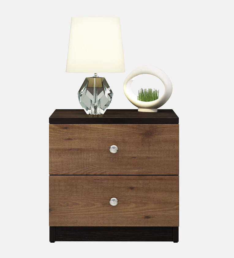 Engineered wood Bed Side Table In Knotty Wood & Wenge Finish
