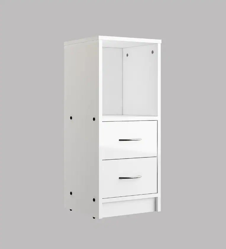 Bedside Table in White Colour With Drawers