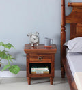 Sheesham Wood Night Stand in Scratch Resistant Honey Oak Finish