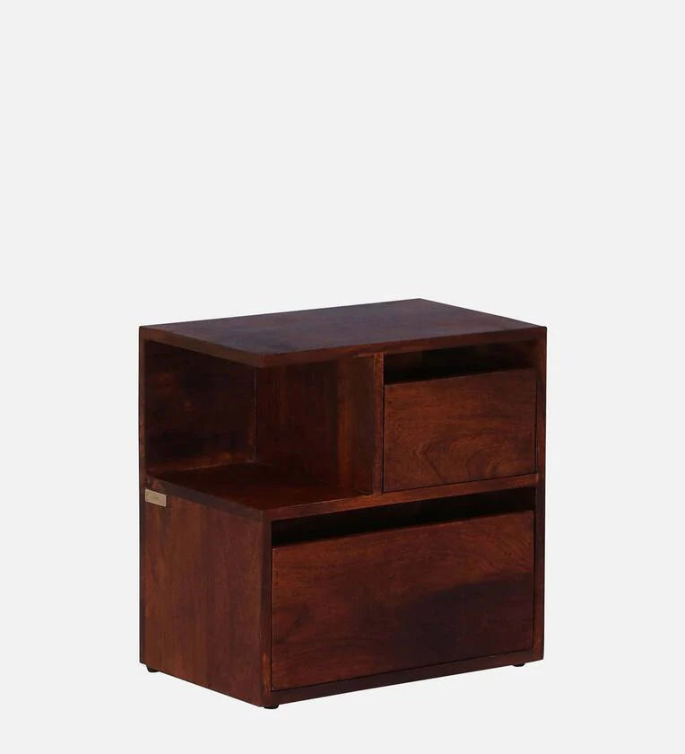 Z Solid Wood Lhs Bedside Table In Honey Oak Finish With Drawers