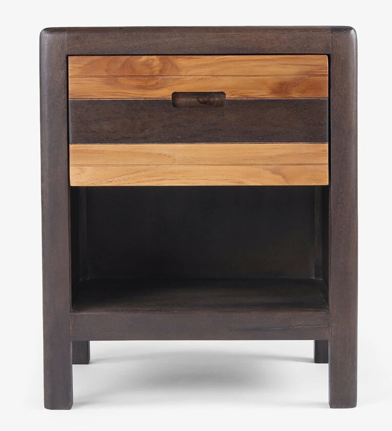 Solid Wood Night Stand In 2 Tone Finish
