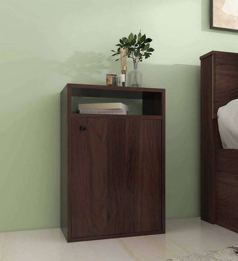 Bed Side Table with Storage in Walnut Finish
