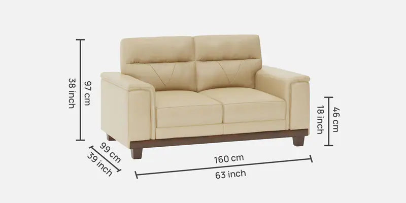 Leather 2 Seater Sofa in Beige Colour