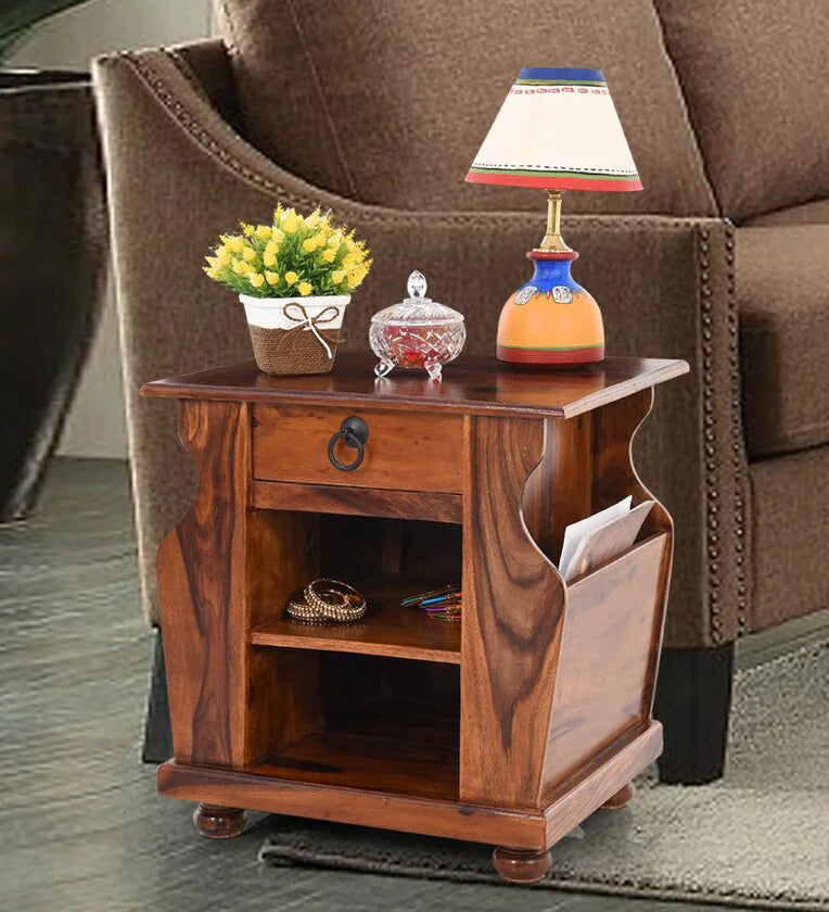 Sheesham Wood Bedside Table In Brown Colour