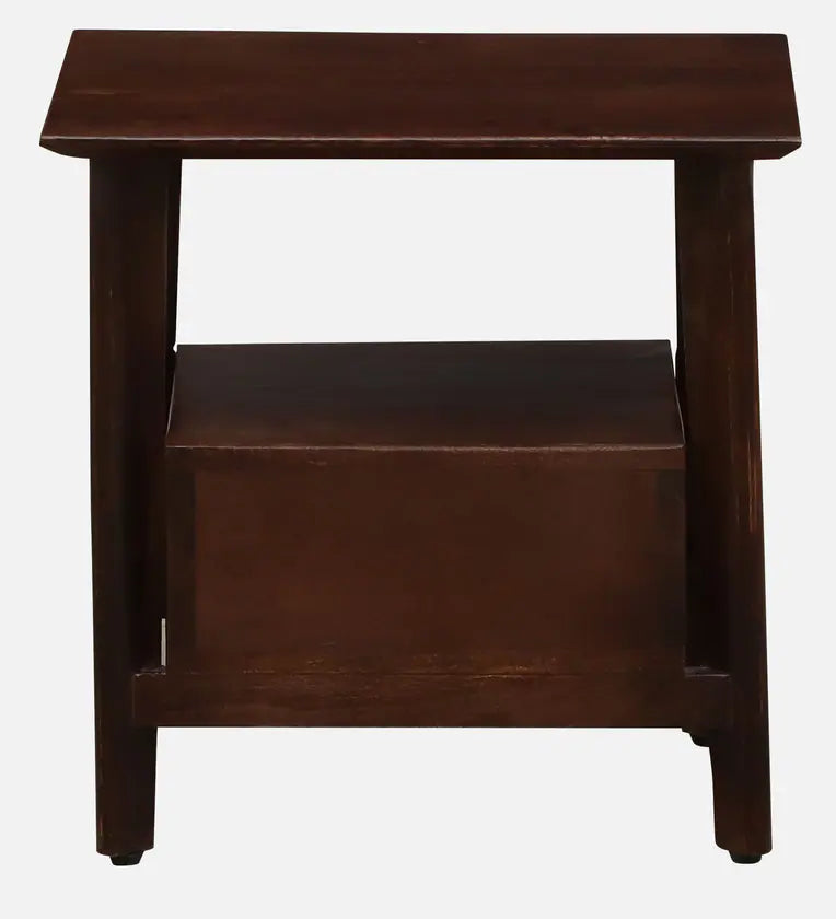 Solid Wood Bedside Table In Tubbaq Finish With Drawer