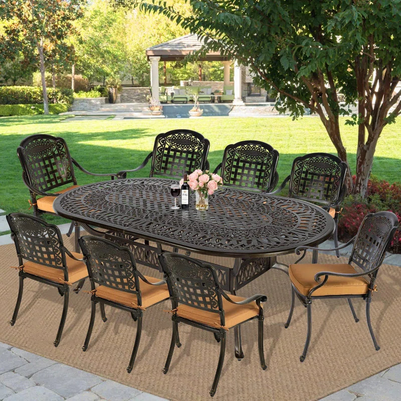 8 - Person Oval Outdoor Dining Set with Cushions