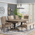 8 seater Dining Set with Driftwood Finish & Rustic Trestle Base