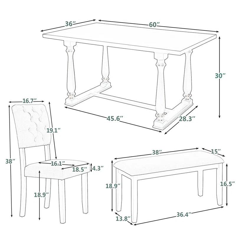 6 - Piece Solid Wood Trestle Dining Set - Ouch Cart 