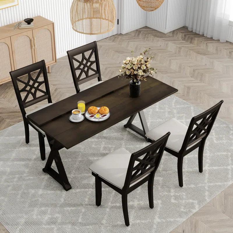 5 - Piece Solid Wood Top Trestle Dining Set - Ouch Cart 