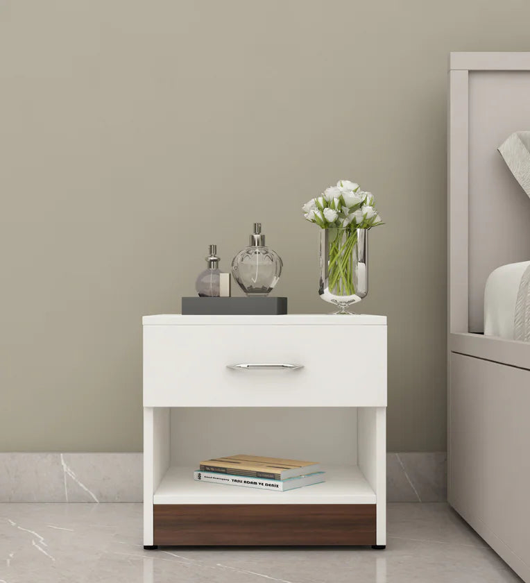 Bedside Table in Mist White Finish with Drawer