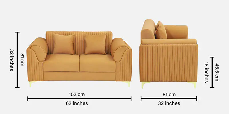 Fabric 2 Seater Sofa in Light Orange Colour
