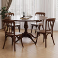 Traditional Solid Wood Round 4 Seater Dining Table Set with Classic Spindle Back Chairs